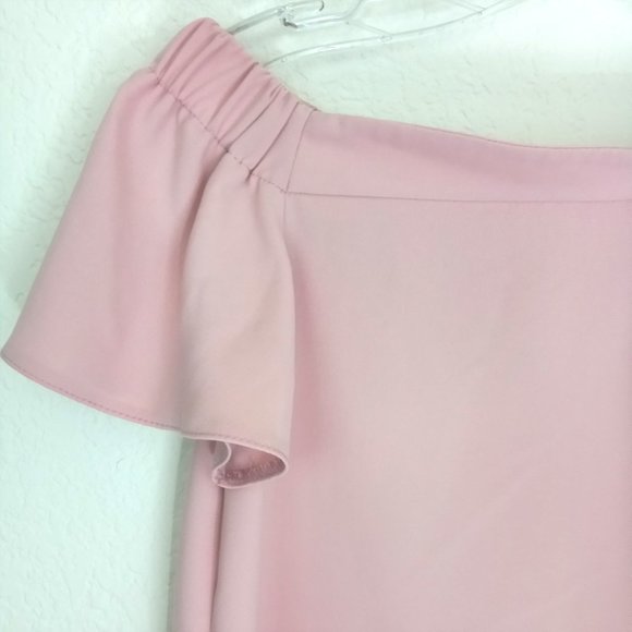 Topshop Dusty Pink Off Shoulder Flutter Summer Dress 2 - Picture 7 of 15
